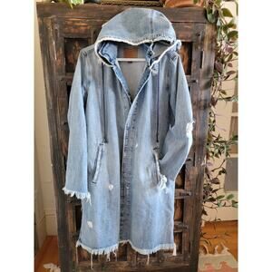 Lucky Big Hood Distressed Denim Jacket OS/XL